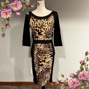 ALLOY APPAREL BLACK LEOPARD DRESS WITH‎ LONG SLEEVE